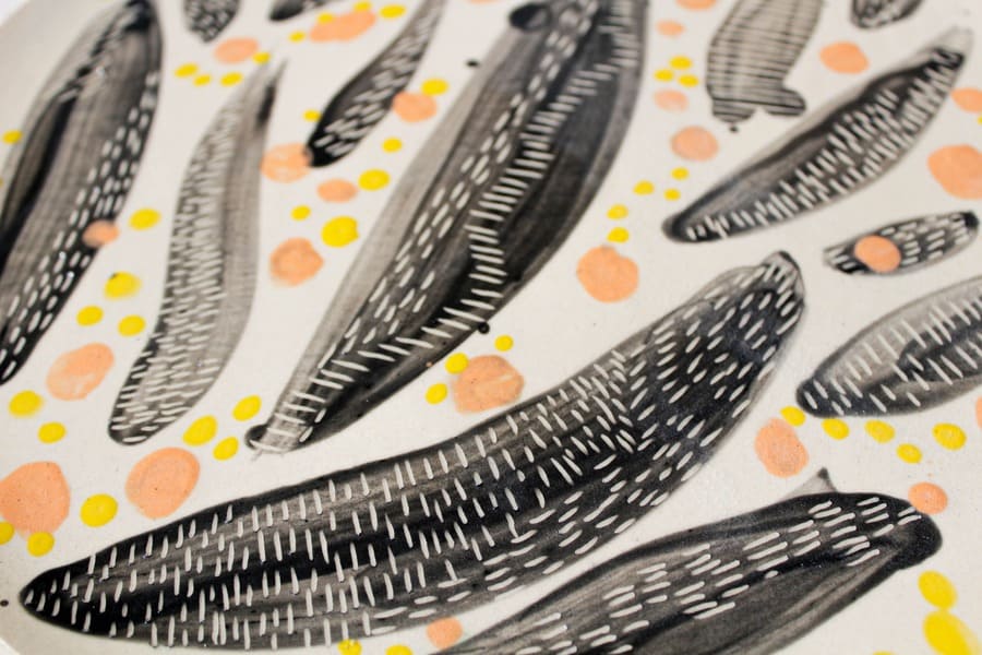 detalle de fotografía de producto de plato hoja textura y colores