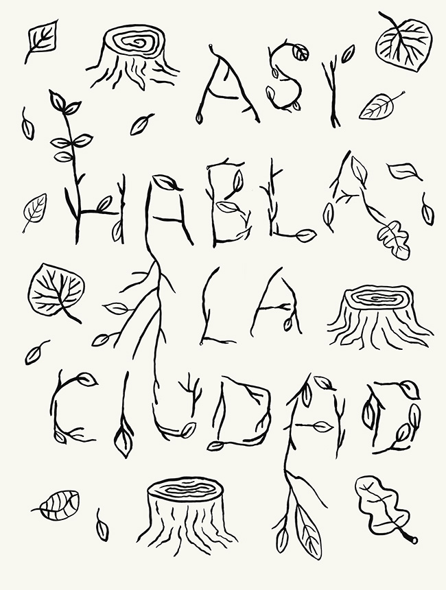 Poster Así habla la ciudad. 2024. Técnica: Tinta china, composición digital.