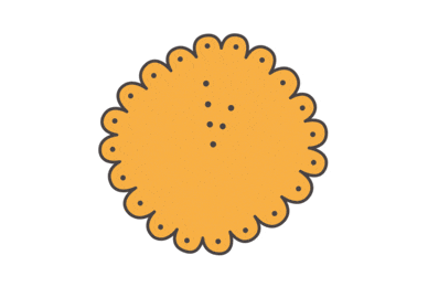 ilustración animada de un reloj en forma de galleta