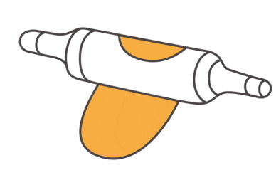 ilustración animada de un rodillo amasando